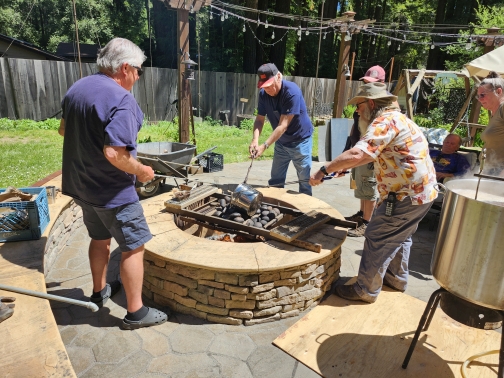 Heating rocks for the boil.